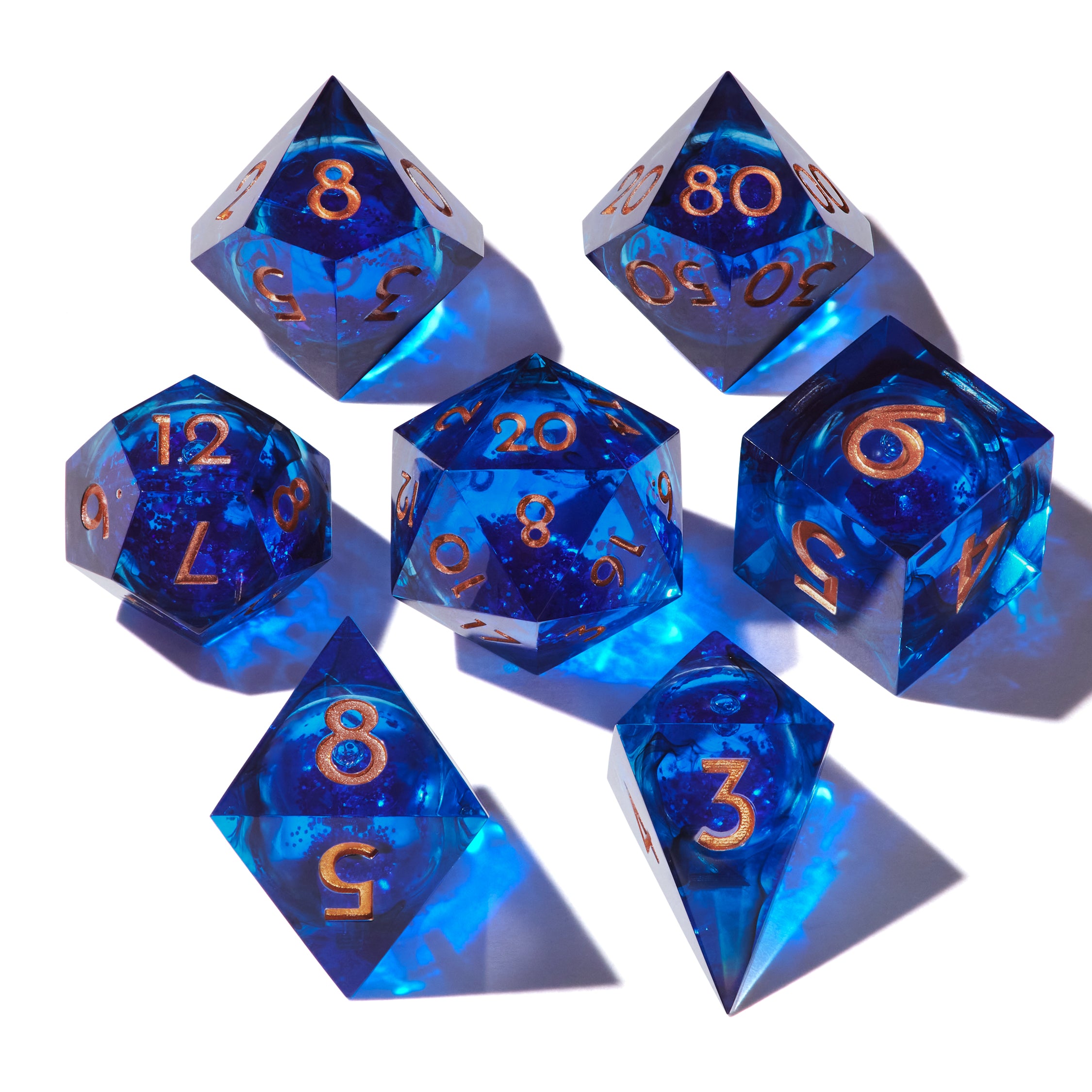 Royal Sapphire Liquid Core Dice Set