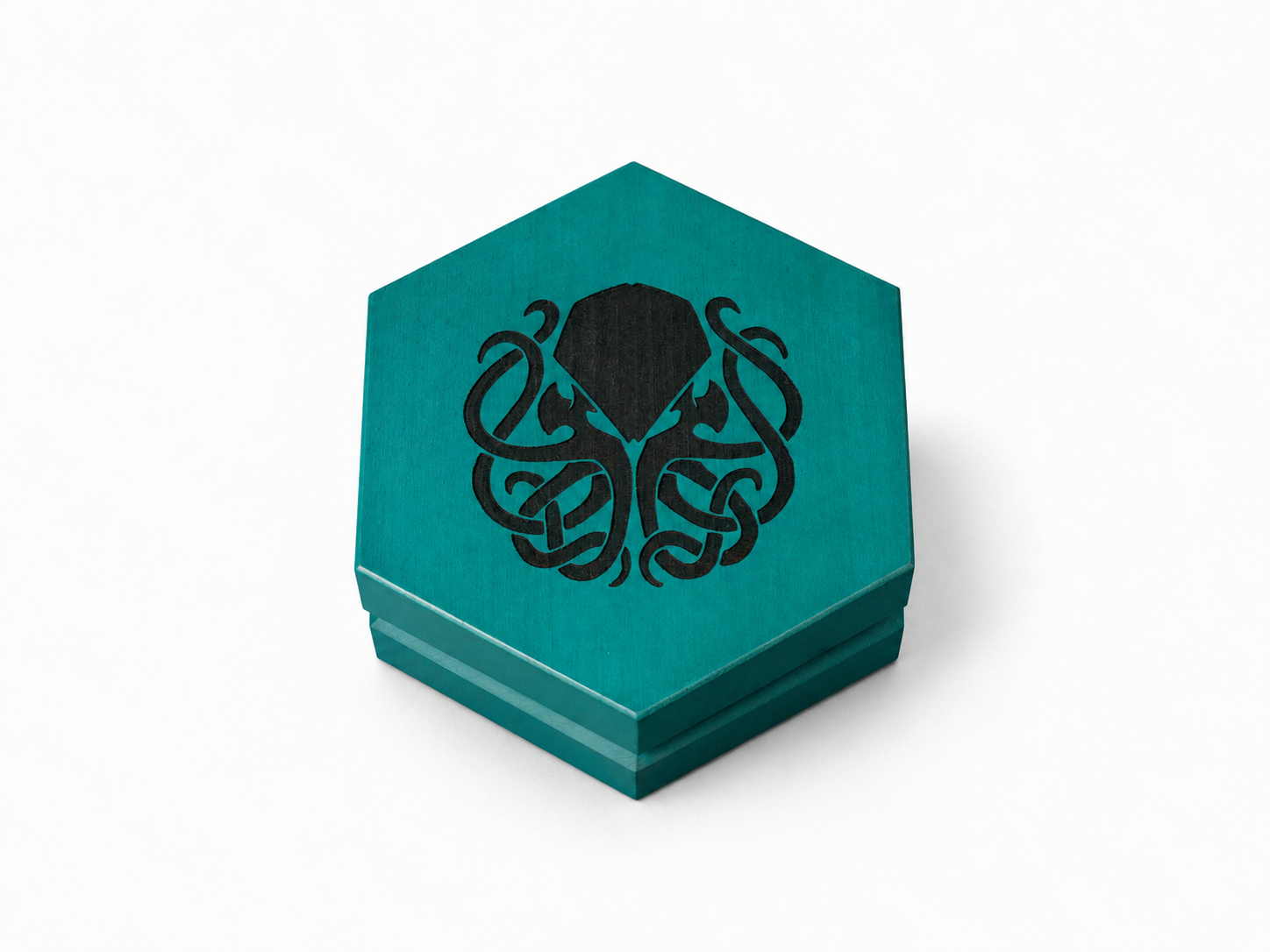 Cthulhu Solid Wood Dice Box Turquoise