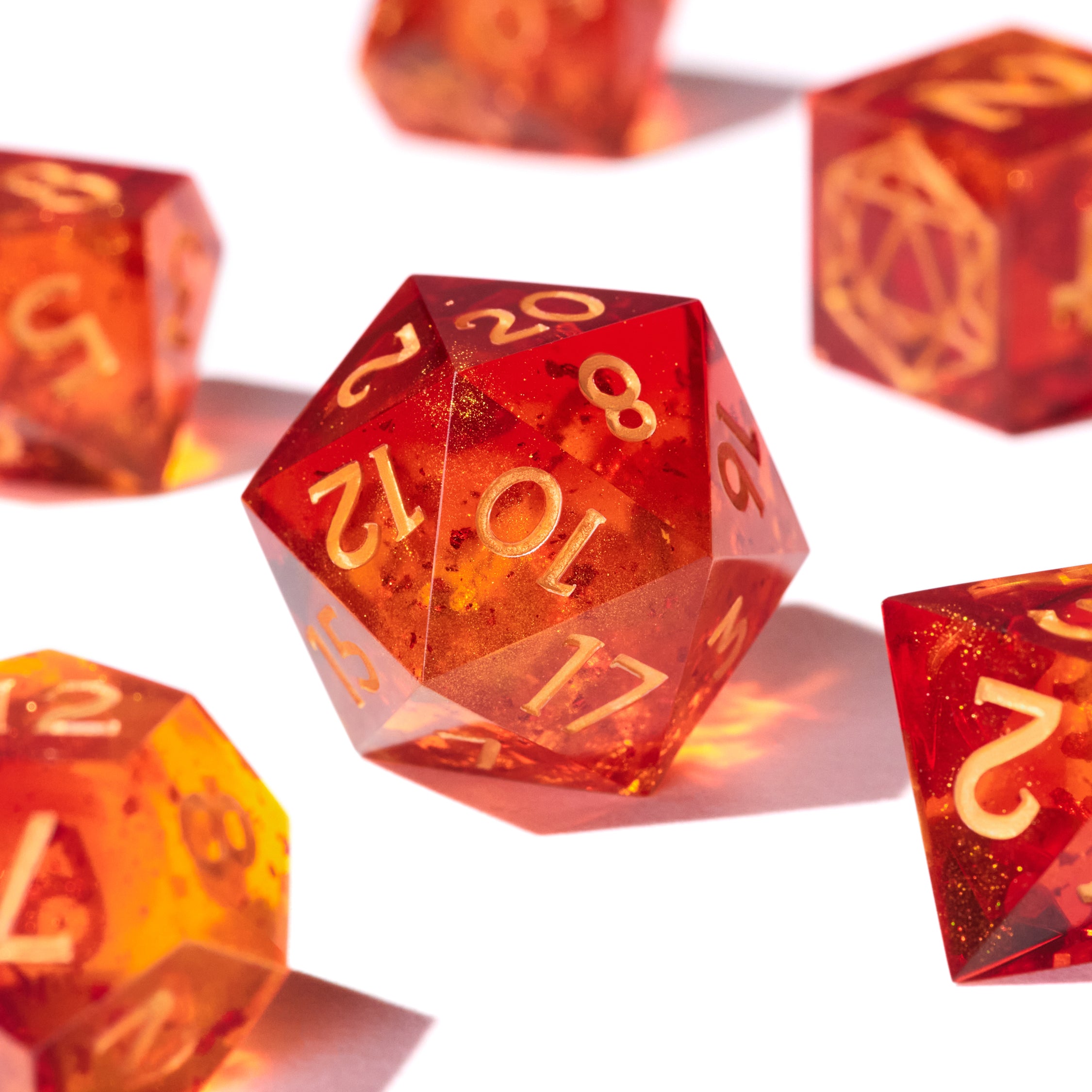 Phoenix Heart Dice Set