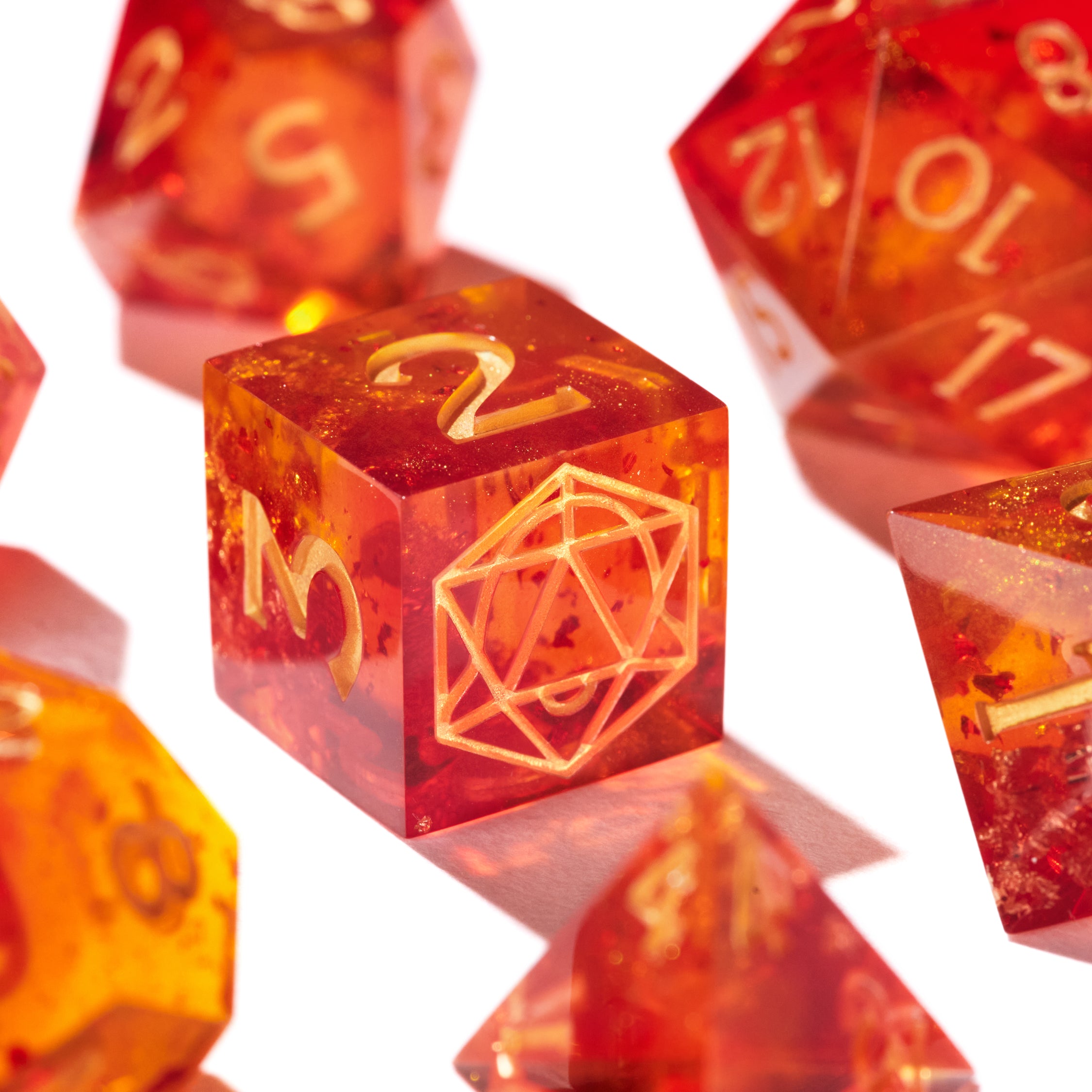 Phoenix Heart Dice Set