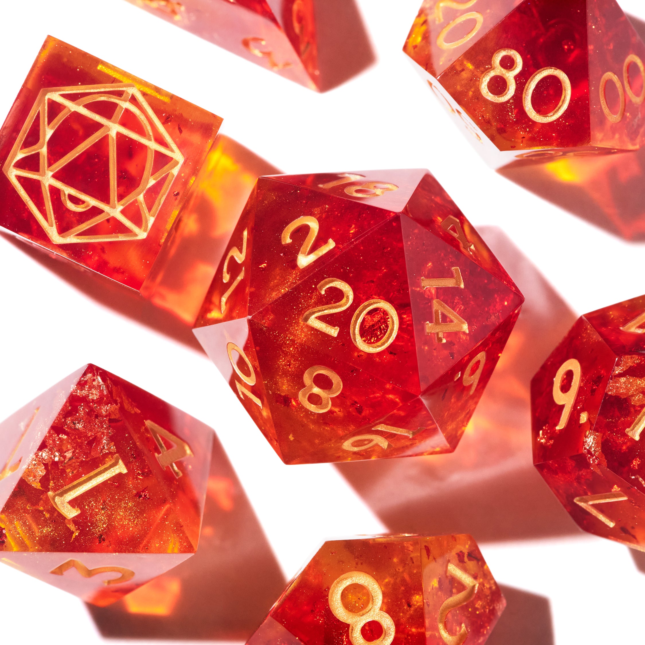 Phoenix Heart Dice Set