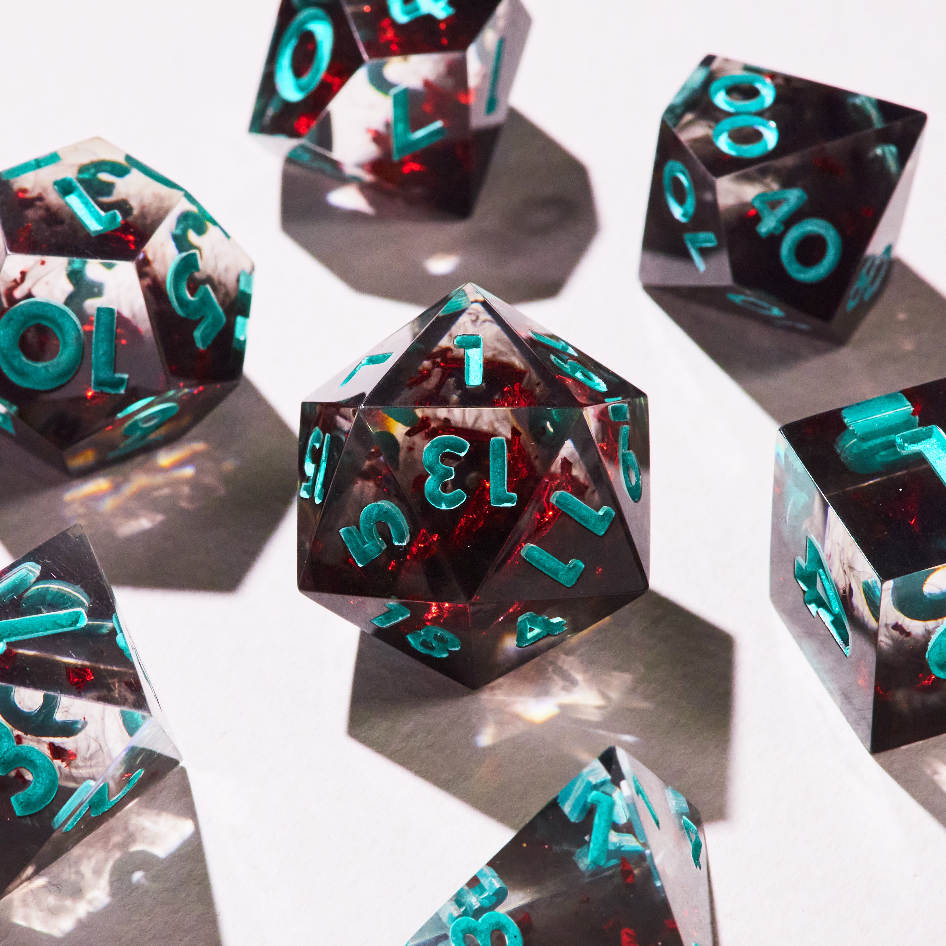 Dark Ruby Swirl Dice Set