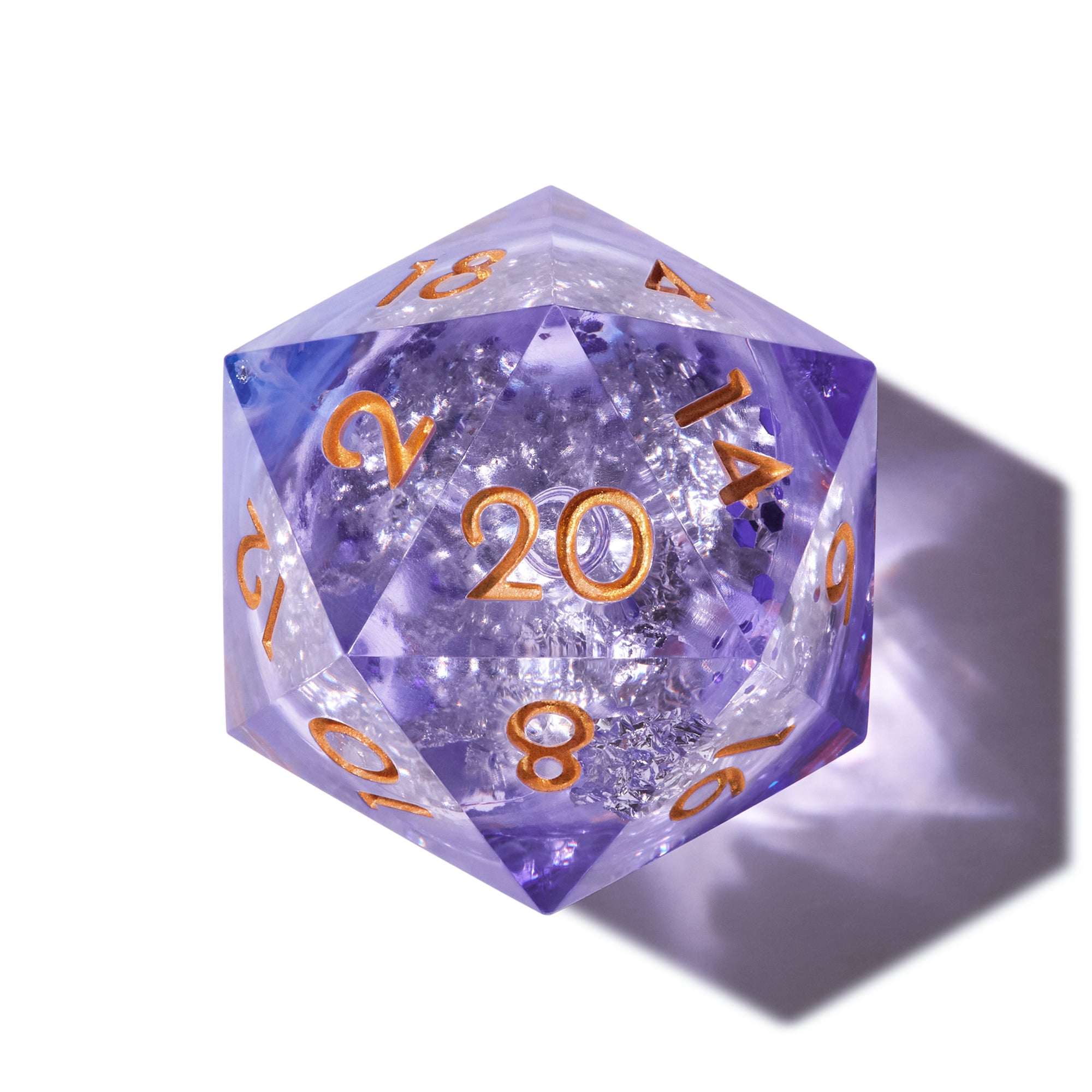 Lavender Crystal Liquid Core Dice Set