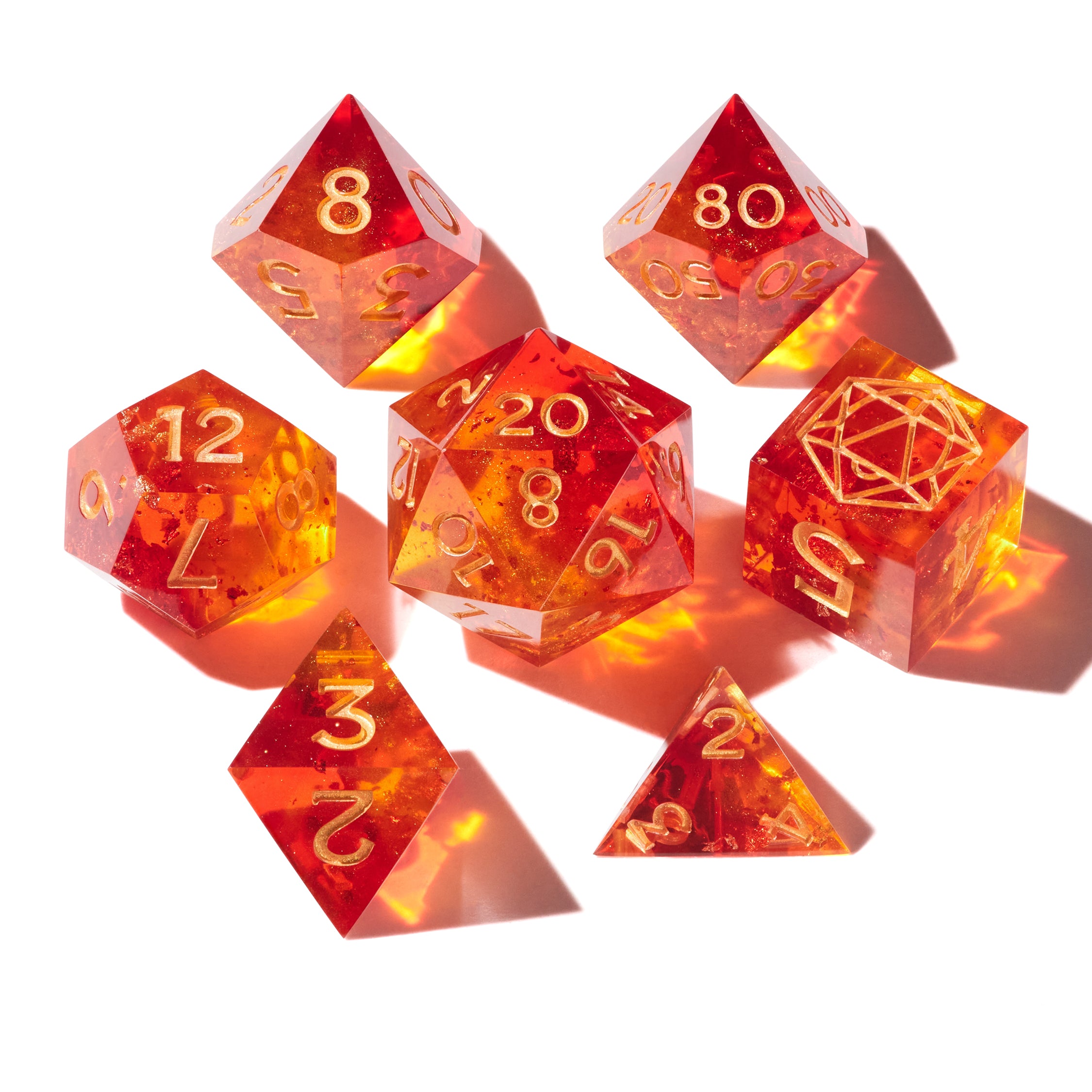 Phoenix Heart Dice Set