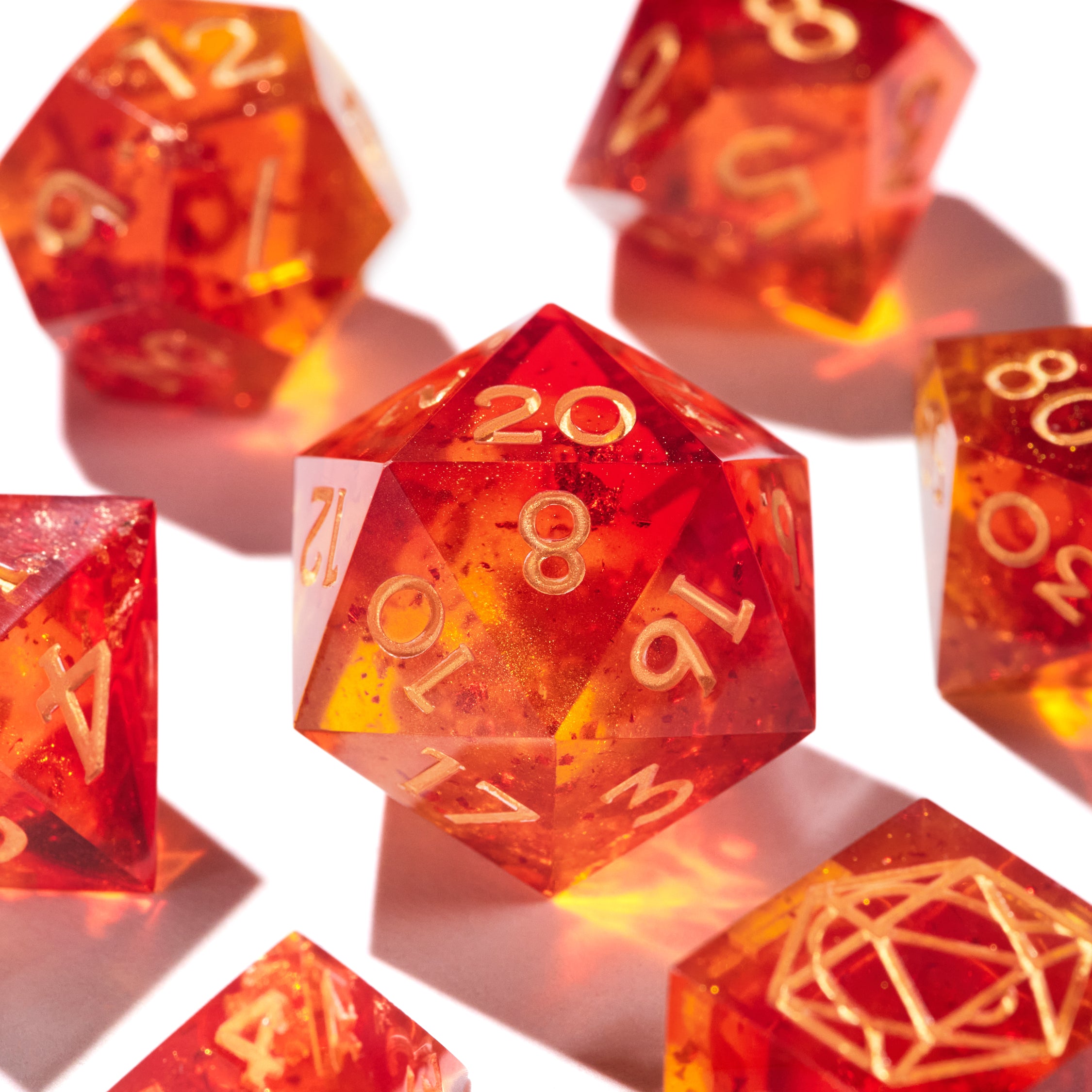Phoenix Heart Dice Set