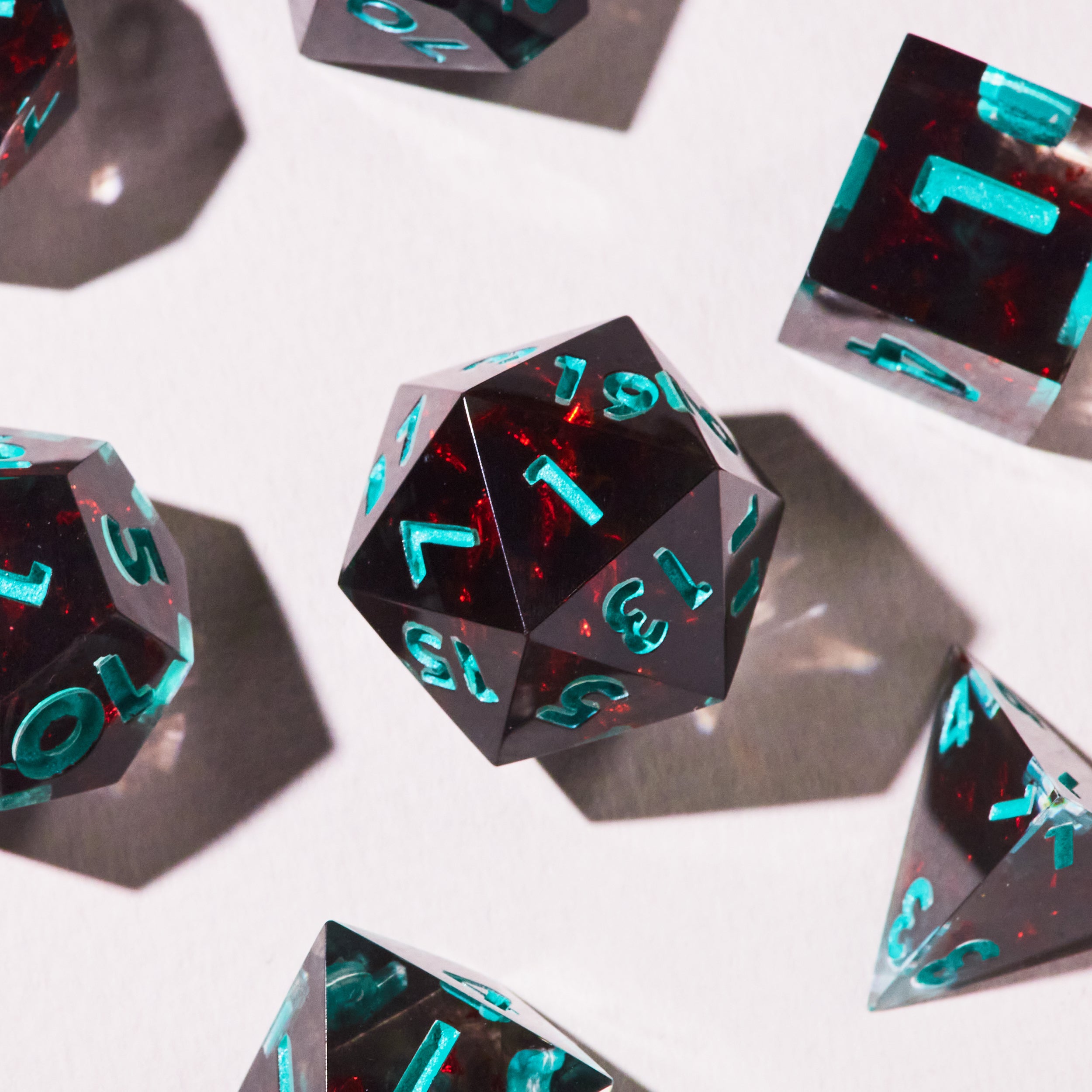 Dark Ruby Swirl Dice Set
