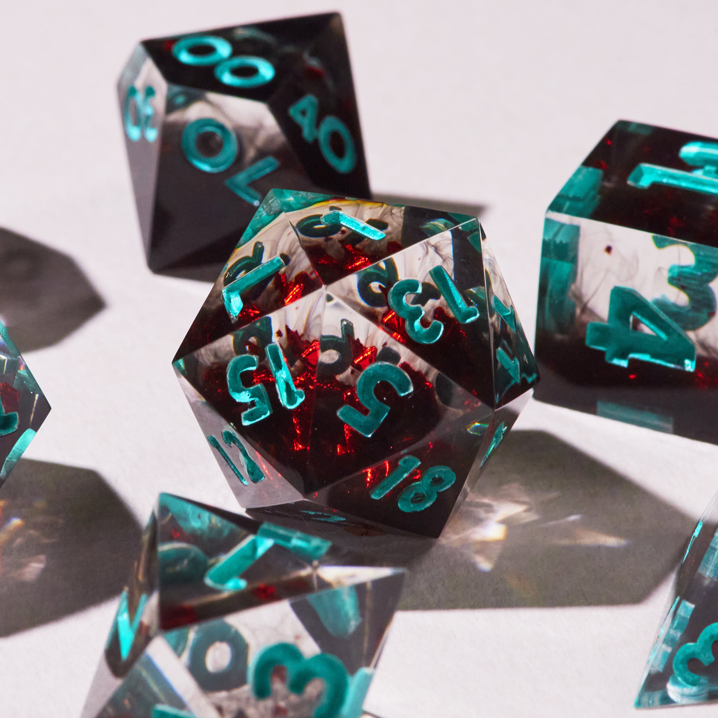 Dark Ruby Swirl Dice Set